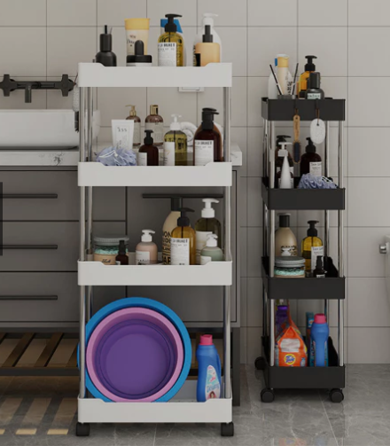Armário Carrinho Organizador Multiuso Com 4 Camadas Com Rodinhas Cozinha Banheiro Quarto Lavanderia