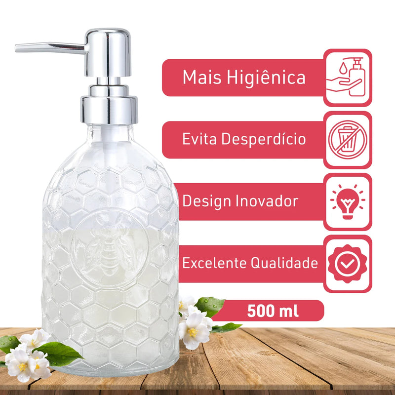 Dispenser de Sabonete Líquido de Vidro 500ml