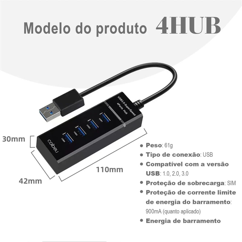 Hub Adaptador de carga USB - 4 Entradas