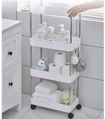 Armário Carrinho Organizador Multiuso Com 4 Camadas Com Rodinhas Cozinha Banheiro Quarto Lavanderia