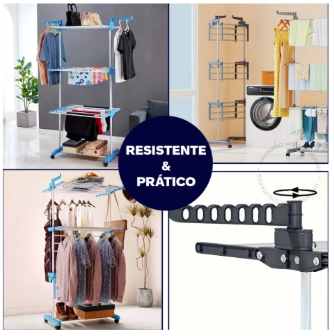 Arara Armário Com Sapateira Cabideiro e Prateleiras Preto / Branco Guarda Roupa Portátil Arara Multifuncional