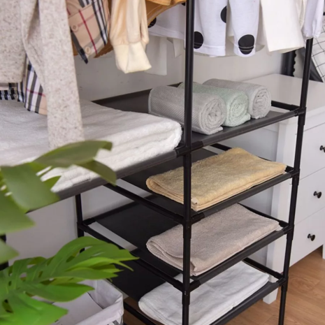 Arara Armário Com Sapateira Cabideiro e Prateleiras Preto / Branco Guarda Roupa Portátil Arara Multifuncional