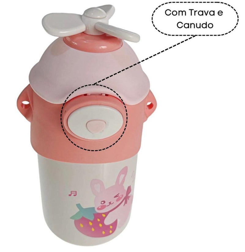 Garrafa Térmica de 550ml Inox Infantil Com Canudo e Alça